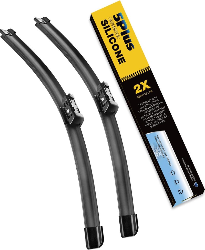 5PLUS ® Silicone Windshield Wipers 26 and 19 Inch Replacement For TESLA Model 3 2025 2024 2023-2017 Model Y 2025 2024 2023-2020 Automotive Replacement Windshield Wipers With Water Repellent - Image 1